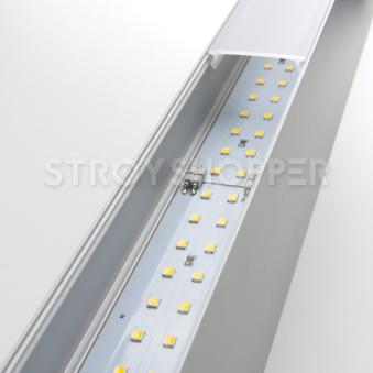 Линейный светодиодный накладной односторонний светильник 128см 25Вт 3000К матовое серебро 101-100-30